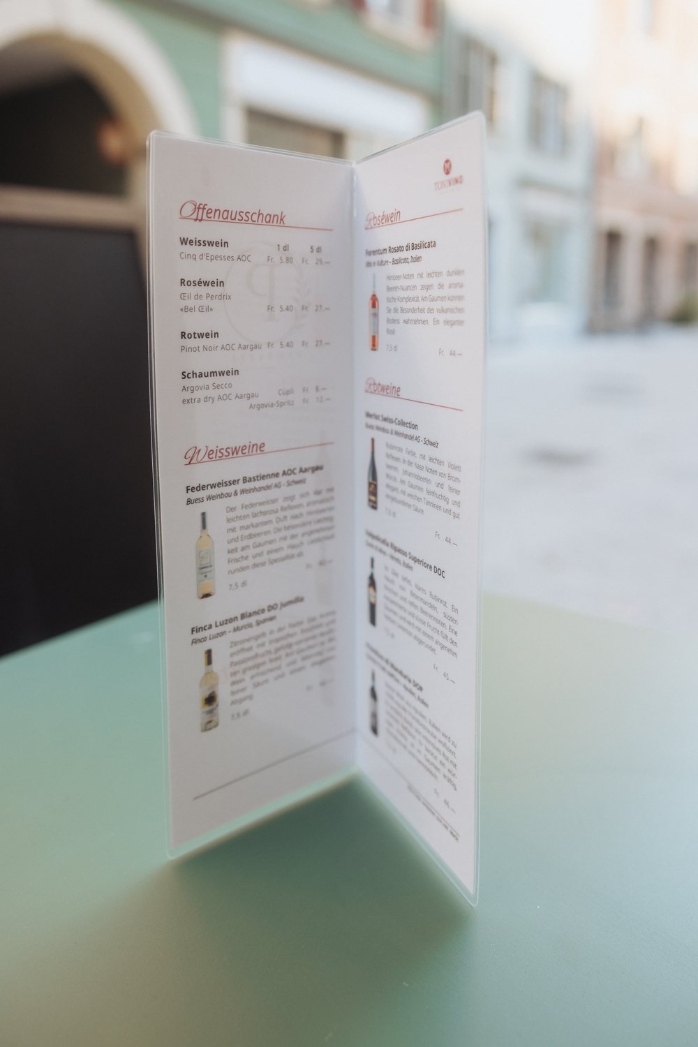Weinkarte Offenausschank & Apéro